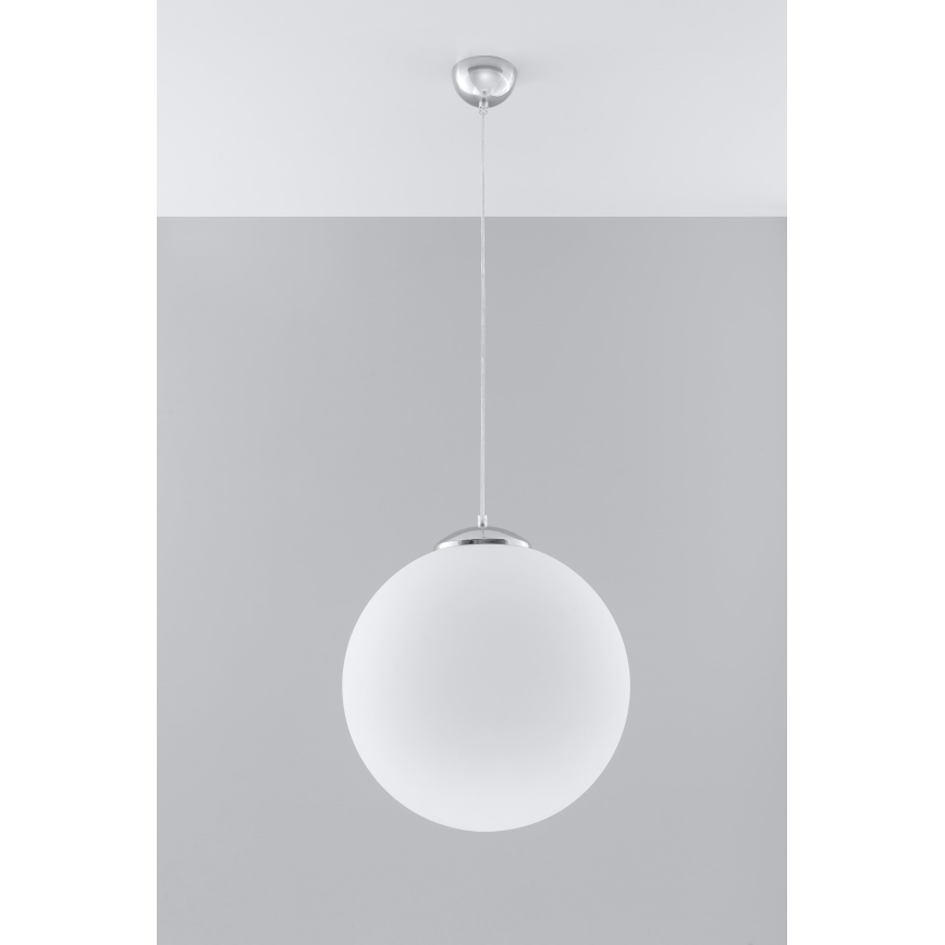 Lustră UGO suspendată pe cablu, 1xE27/15W/230V, Ø 40 cm, alb/crom lucios
