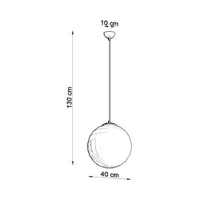 Lustră UGO suspendată pe cablu, 1xE27/15W/230V, Ø 40 cm, alb/crom lucios