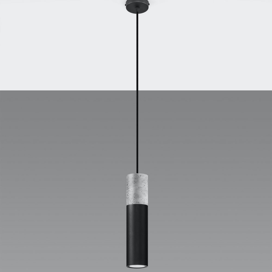 Candelabru suspendat pe cablu BORGIO 1xGU10/40W/230V beton/metal negru