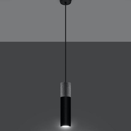 Candelabru suspendat pe cablu BORGIO 1xGU10/40W/230V beton/metal negru