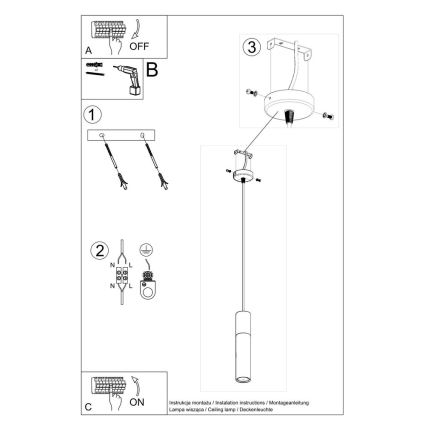 Candelabru suspendat pe cablu BORGIO 1xGU10/40W/230V beton/metal negru
