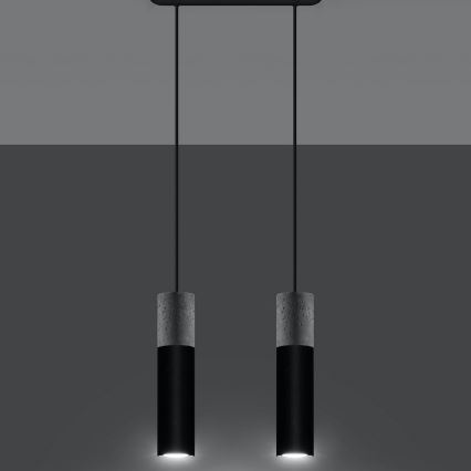 Candelabru suspendat pe cablu BORGIO 2xGU10/40W/230V beton/metal negru