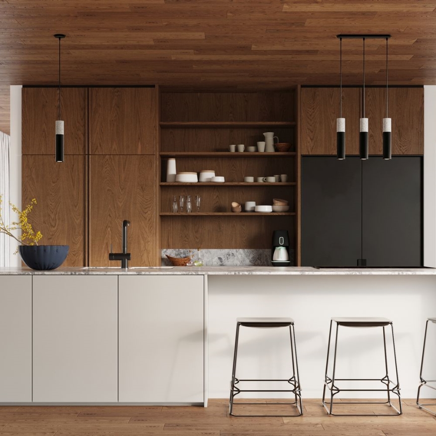 Candelabru suspendat pe cablu BORGIO 3xGU10/40W/230V beton/metal negru