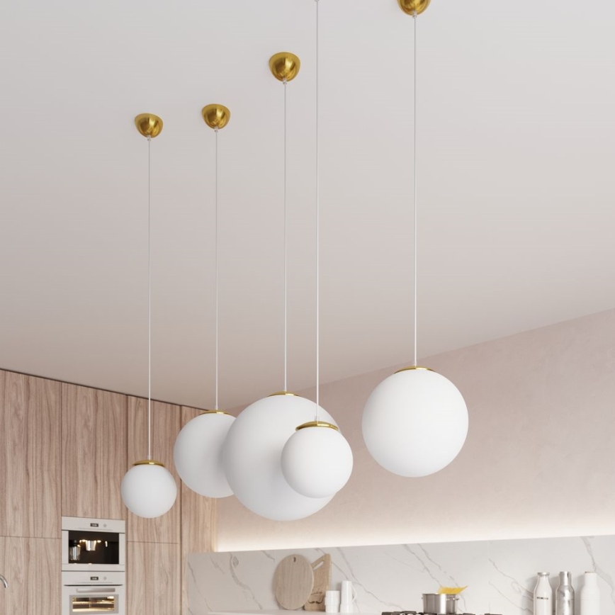 Lustră pe cablu TOYA 1xE27/60W/230V Ø 20 cm alb/auriu