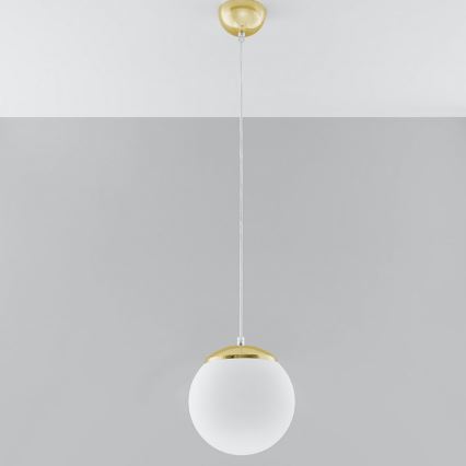 Lustră pe cablu TOYA 1xE27/60W/230V Ø 20 cm alb/auriu