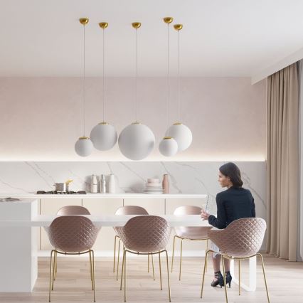Lustră suspendată pe cablu TOYA 1xE27/60W/230V Ø 30 cm alb/auriu