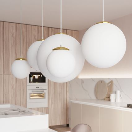 Lustră suspendată pe cablu TOYA 1xE27/60W/230V Ø 30 cm alb/auriu