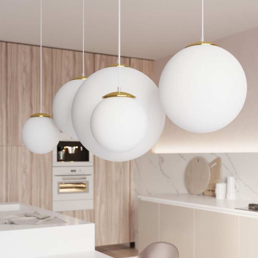 Lustră suspendată pe cablu TOYA 1xE27/60W/230V Ø 30 cm alb/auriu