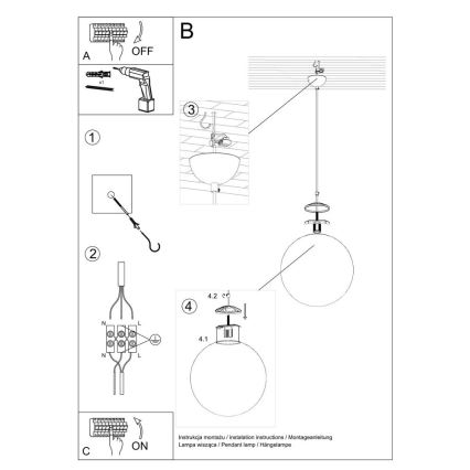 Lustră suspendată pe cablu TOYA 1xE27/60W/230V Ø 30 cm alb/auriu