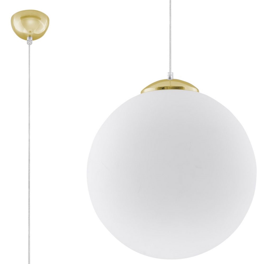Lustră suspendată pe cablu TOYA, 1 x E27, max. 60 W, 230 V, Ø 40 cm, alb/auriu