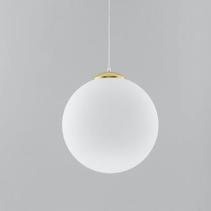 Lustră suspendată pe cablu TOYA, 1 x E27, max. 60 W, 230 V, Ø 40 cm, alb/auriu