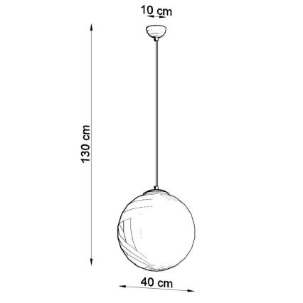 Lustră suspendată pe cablu TOYA, 1 x E27, max. 60 W, 230 V, Ø 40 cm, alb/auriu