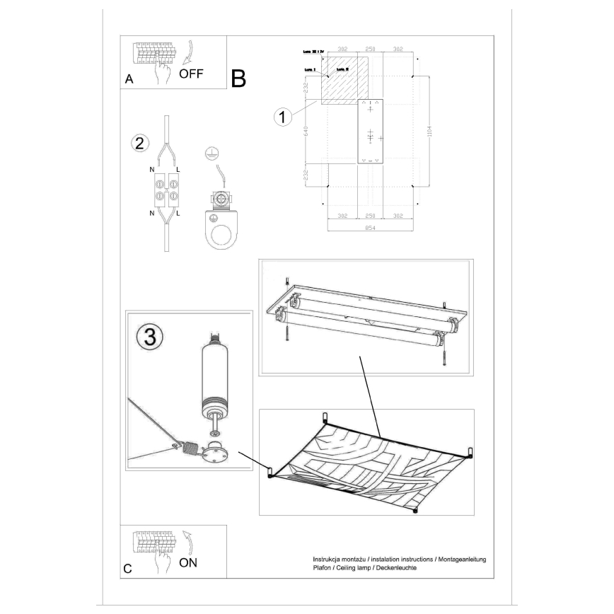 Plafonieră LED LUNA 2xG13/8,5W/230V 80x105 cm albă