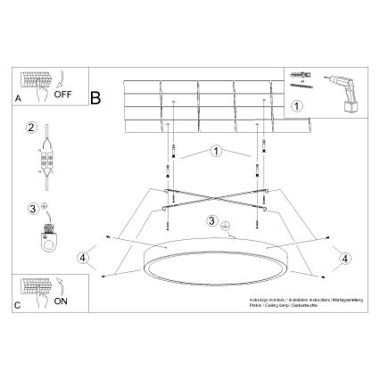 Plafonieră ONYX LED, 32W/230V, Ø 40 cm, neagră