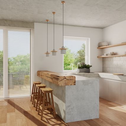 Lampă suspendată pe cablu MAB 1xE27/15W/230V Ø 22 cm beton/gri