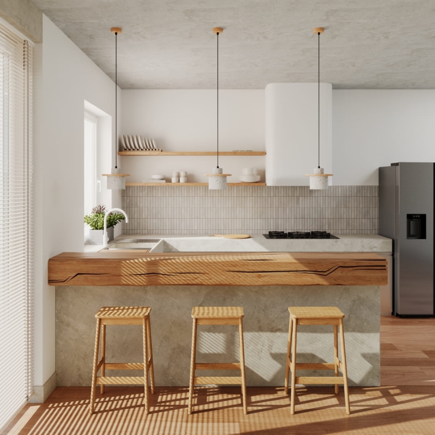 Lampă suspendată pe cablu MAB 1xE27/15W/230V Ø 22 cm beton/gri