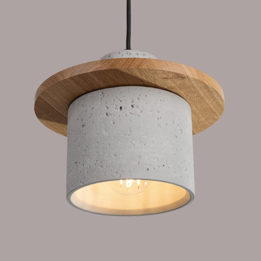 Lampă suspendată pe cablu MAB 1xE27/15W/230V Ø 22 cm beton/gri