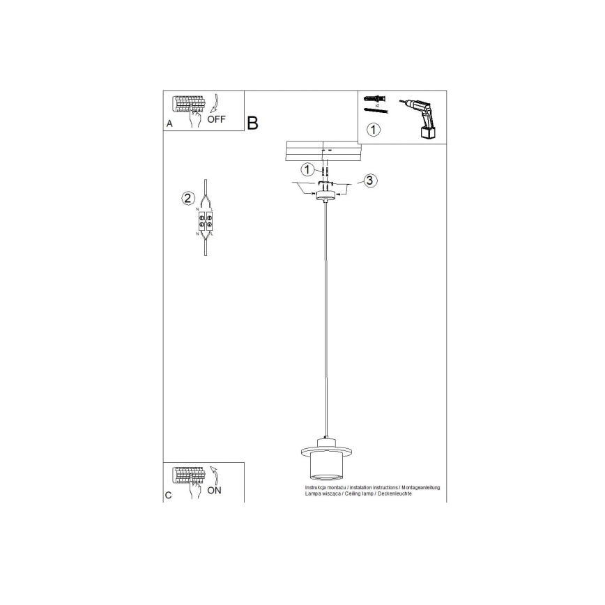 Lampă suspendată pe cablu MAB 1xE27/15W/230V Ø 22 cm beton/gri