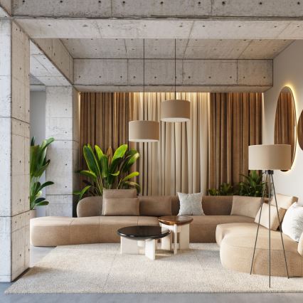 Lustră pe cablu NEVIA, 1xE27/15W/230V, Ø 40 cm, taupe