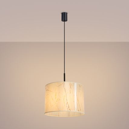 Lustră suspendată cu cablu NEVIA, 1xE27/15W/230V, Ø 40 cm, bej/decor marmură