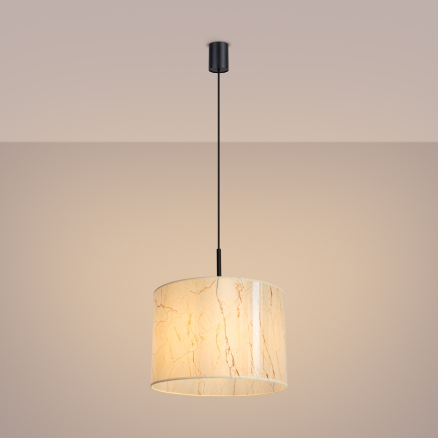 Lustră suspendată cu cablu NEVIA, 1xE27/15W/230V, Ø 40 cm, bej/decor marmură