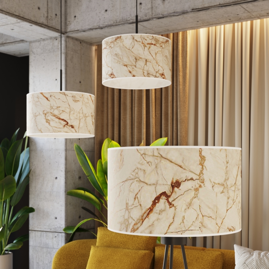 Lustră suspendată cu cablu NEVIA, 1xE27/15W/230V, Ø 40 cm, bej/decor marmură