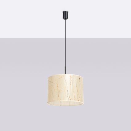 Lustră suspendată cu cablu NEVIA, 1xE27/15W/230V, Ø 40 cm, bej/decor marmură