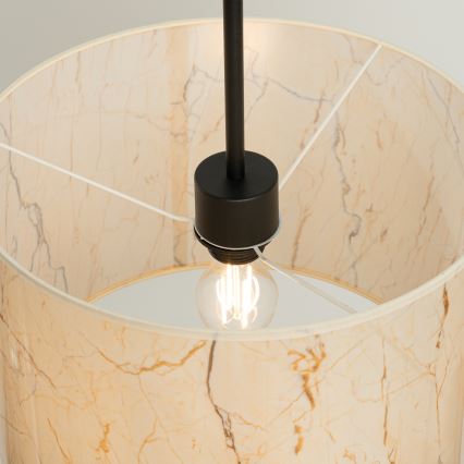 Lustră suspendată cu cablu NEVIA, 1xE27/15W/230V, Ø 40 cm, bej/decor marmură