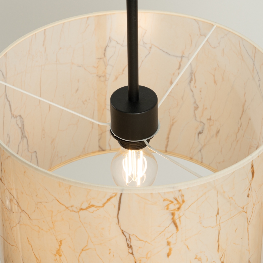 Lustră suspendată cu cablu NEVIA, 1xE27/15W/230V, Ø 40 cm, bej/decor marmură