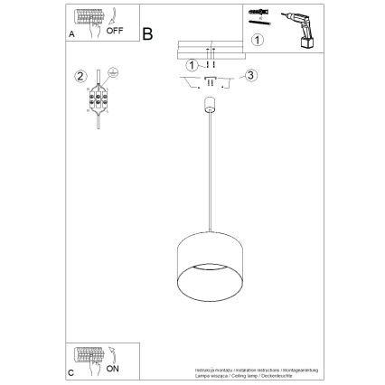 Lustră pe cablu NEVIA 1xE27/15W/230V, diametru 40 cm, albastră
