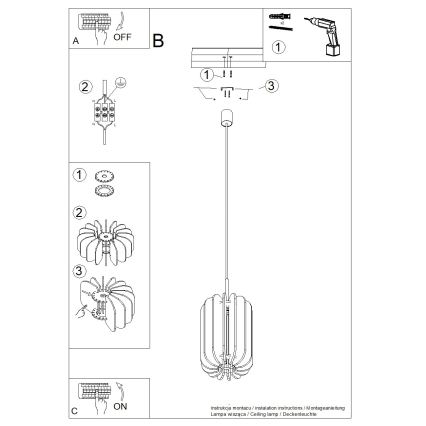 Lampă suspendată pe cablu MULA, 1xE27/15W/230V, Ø 27 cm, galbenă