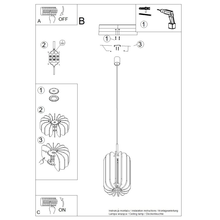 Lampă suspendată pe cablu MULA, 1xE27/15W/230V, Ø 27 cm, galbenă