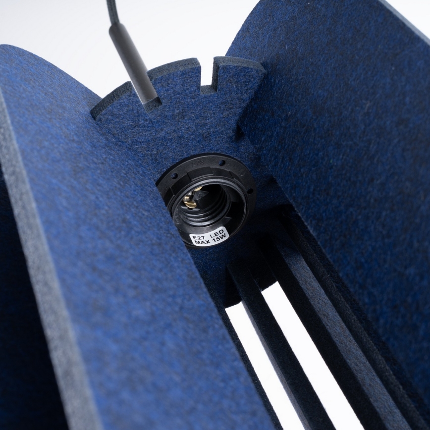 Lustră suspendată pe cablu MULA, 1xE27/15W/230V, diametru 27 cm, albastră