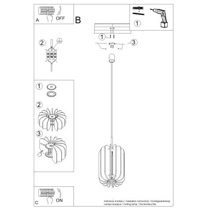 Lustră suspendată pe cablu MULA, 1xE27/15W/230V, diametru 27 cm, albastră