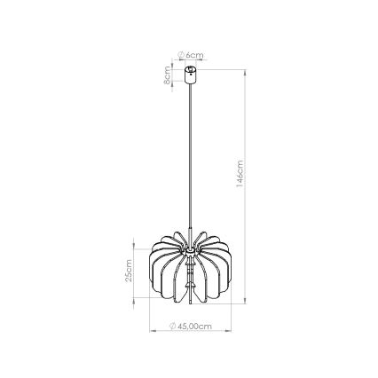 Lustră suspendată pe cablu MULA, 1 x E27, 15 W, 230 V, diam. 45 cm, galbenă