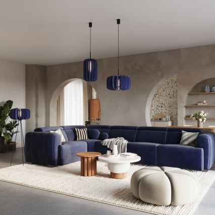 Pendul pe cablu MULA 1xE27/15W/230V Ø 45 cm albastru