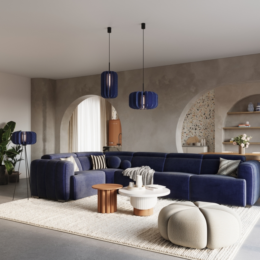 Pendul pe cablu MULA 1xE27/15W/230V Ø 45 cm albastru