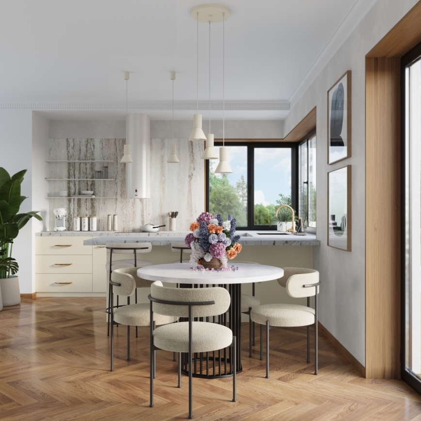 Lustră pe cablu ESTRIA 3xE14/10W/230V Ø 30 cm crem