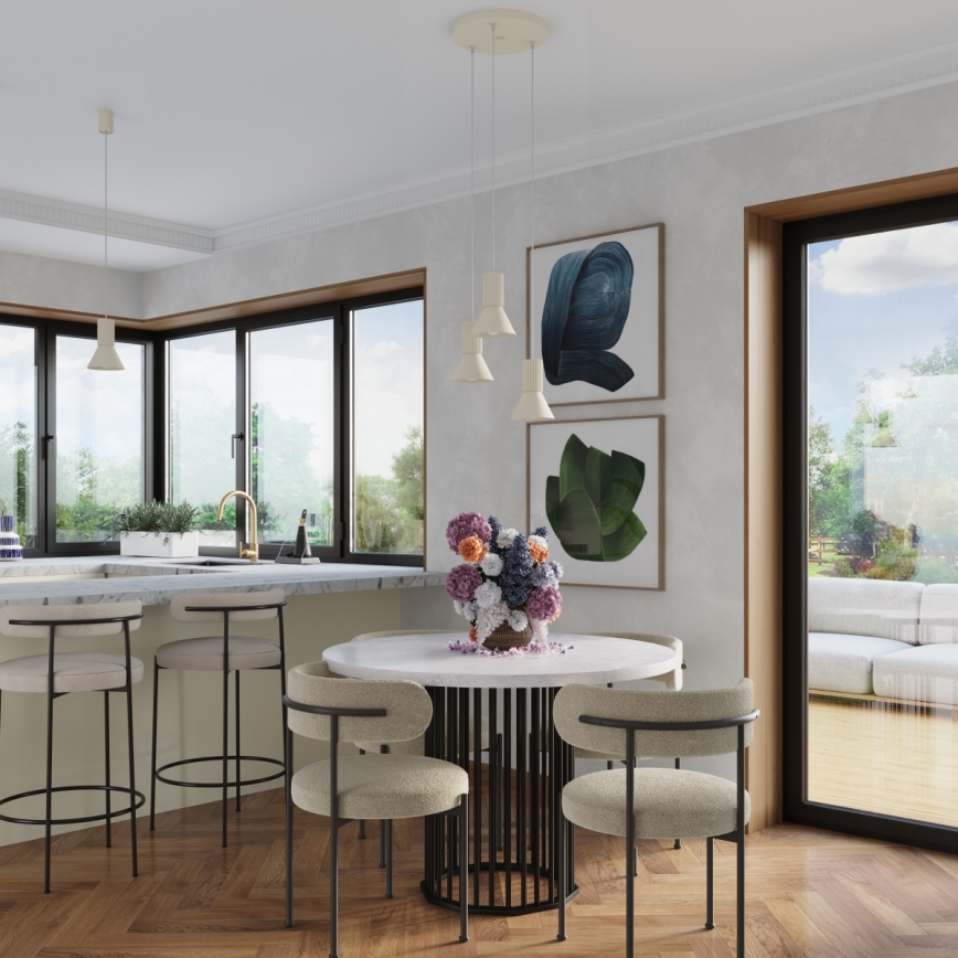 Lustră pe cablu ESTRIA 3xE14/10W/230V Ø 30 cm crem