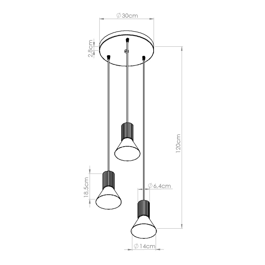 Lustră pe cablu ESTRIA 3xE14/10W/230V Ø 30 cm crem