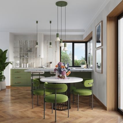 Lustră suspendată pe cablu ESTRIA, 1xE14/10W/230V, Ø 14 cm, verde