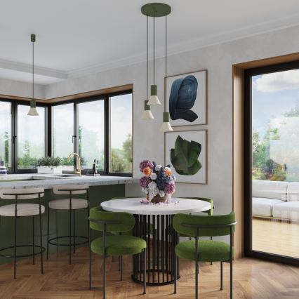 Lustră suspendată pe cablu ESTRIA, 1xE14/10W/230V, Ø 14 cm, verde