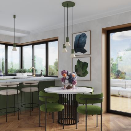 Lustră pe cablu ESTRIA 3xE14/10W/230V, diam. 30 cm, verde