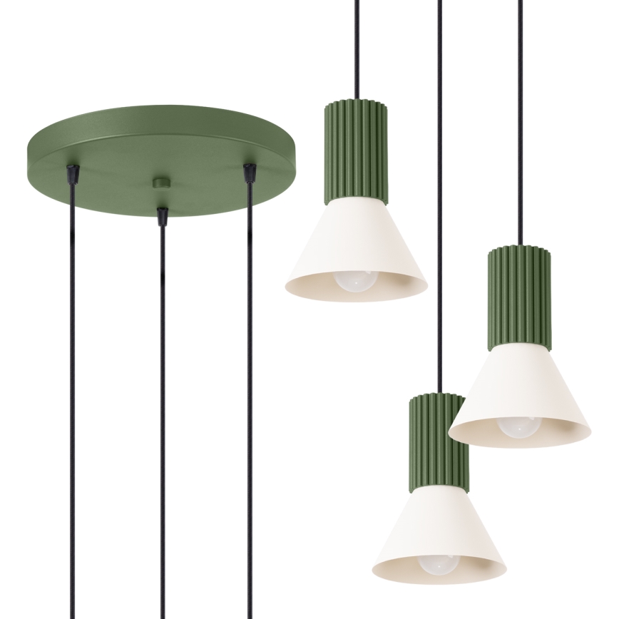 Lustră pe cablu ESTRIA 3xE14/10W/230V, diam. 30 cm, verde