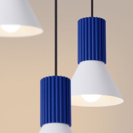 Lustră suspendată pe cablu ESTRIA, 3xE14/10W/230V, Ø 30 cm, albastru