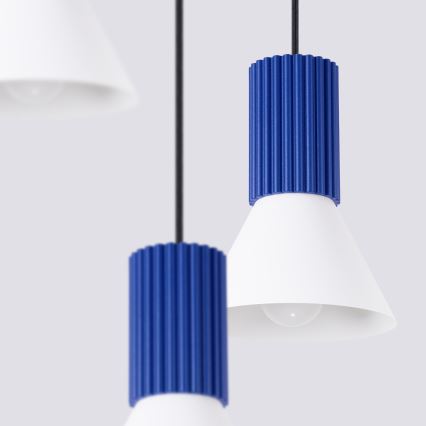 Lustră suspendată pe cablu ESTRIA, 3xE14/10W/230V, Ø 30 cm, albastru