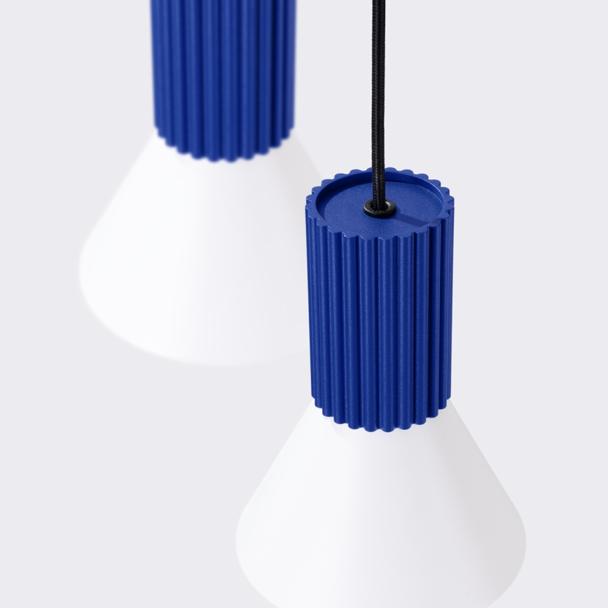 Lustră suspendată pe cablu ESTRIA, 3xE14/10W/230V, Ø 30 cm, albastru