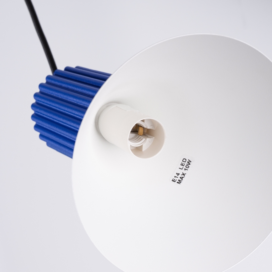 Lustră suspendată pe cablu ESTRIA, 3xE14/10W/230V, Ø 30 cm, albastru