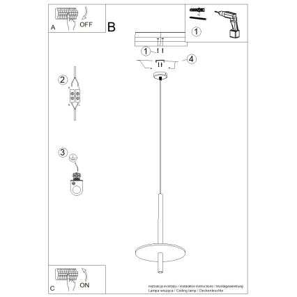 Pendul pe cablu FELTRO 1xG9/8W/230V negru/galben