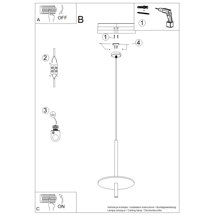 Pendul pe cablu FELTRO 1xG9/8W/230V negru/galben
